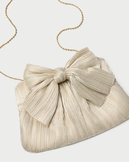 Loeffler Randall Rayne Platinum Bow Clutch