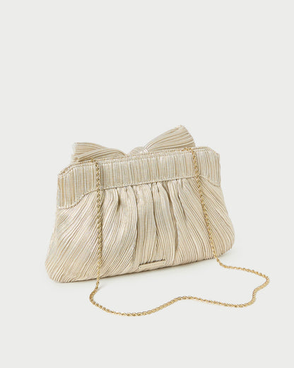 Loeffler Randall Rayne Platinum Bow Clutch