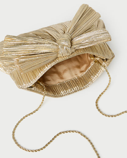 Loeffler Randall Rayne Gold Bow Clutch