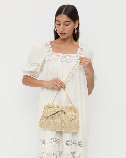 Loeffler Randall Rayne Gold Bow Clutch