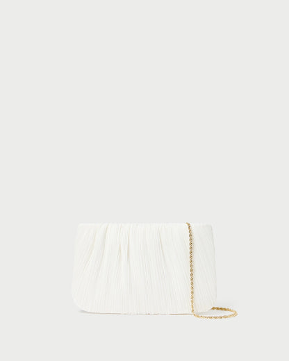 Loeffler Randall Brit White Flat Pleated Clutch
