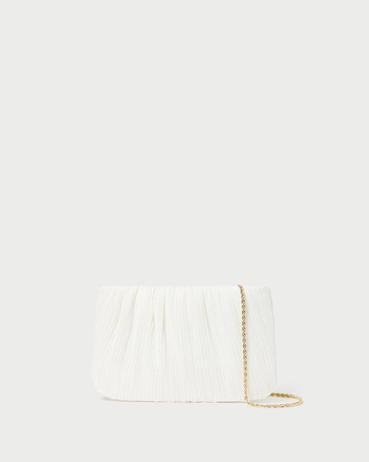 Loeffler Randall Brit White Flat Pleated Clutch