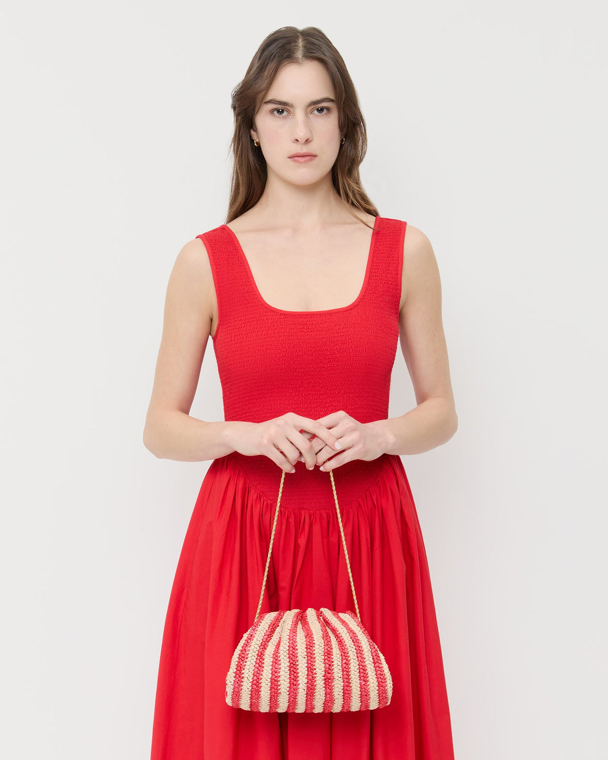 Loeffler Randall Bailey Red/Natural Crochet Clutch