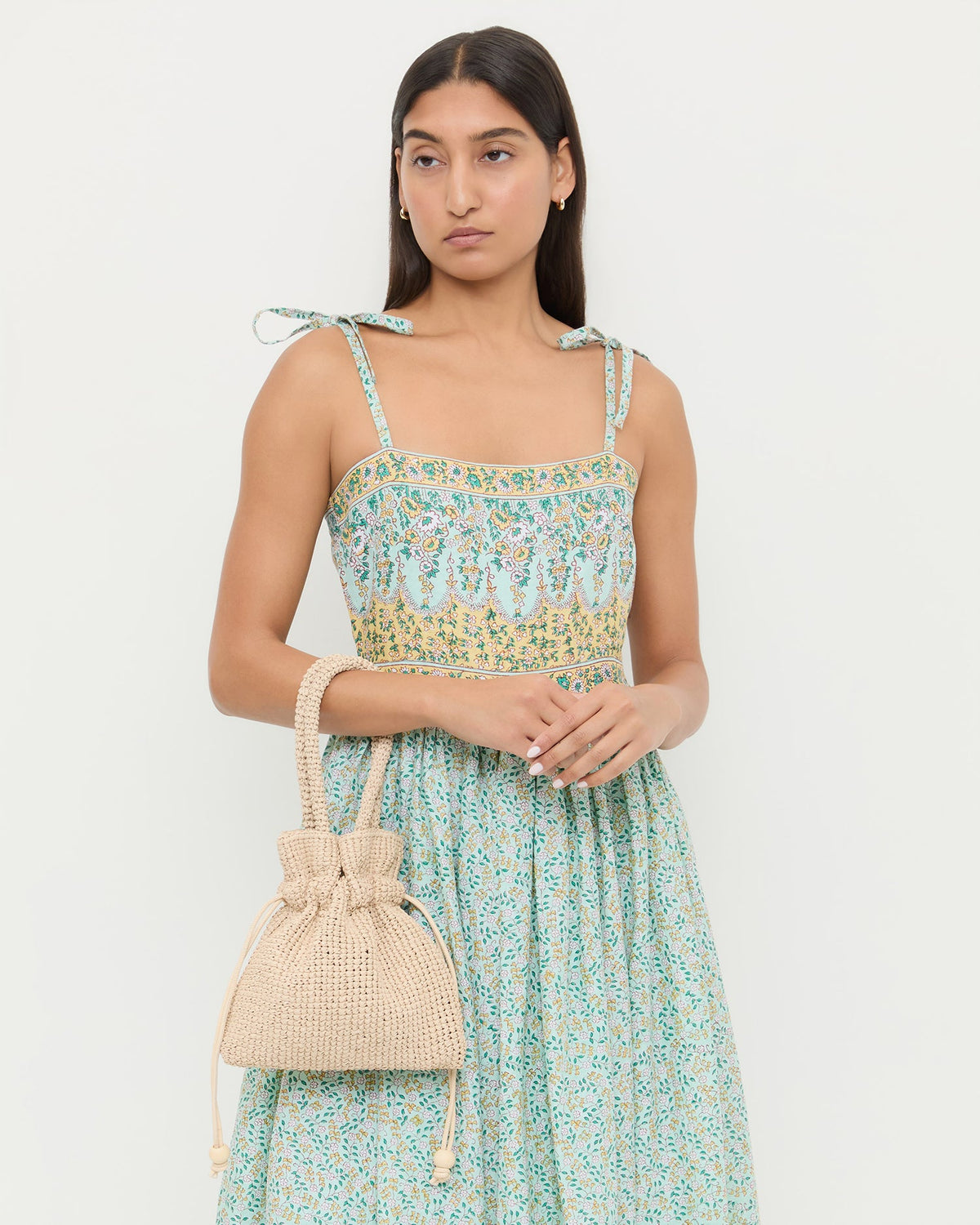 Loeffler Randall Kylie Natural Raffia Drawstring Pouch