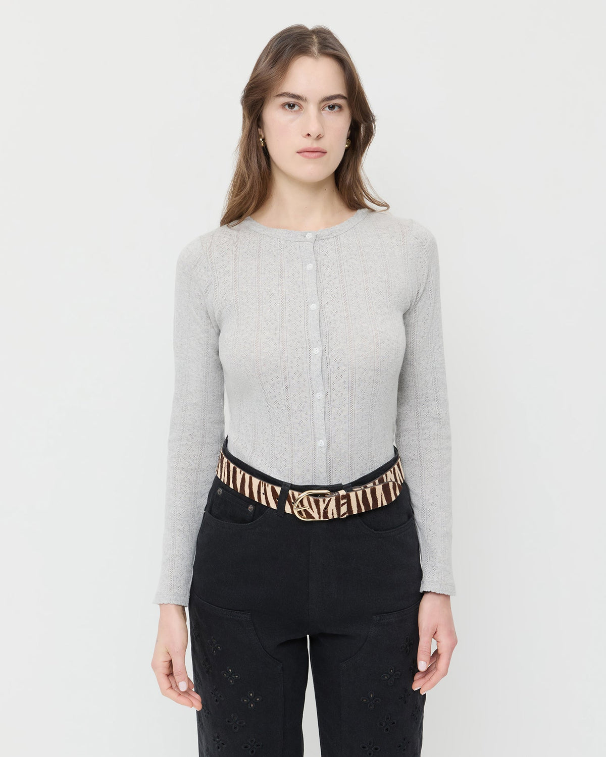 Loeffler Randall Isaac Cream Zebra Belt