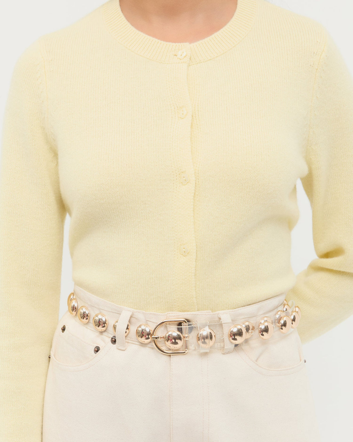 Loeffler Randall Issa Clear/Champagne Studded Belt