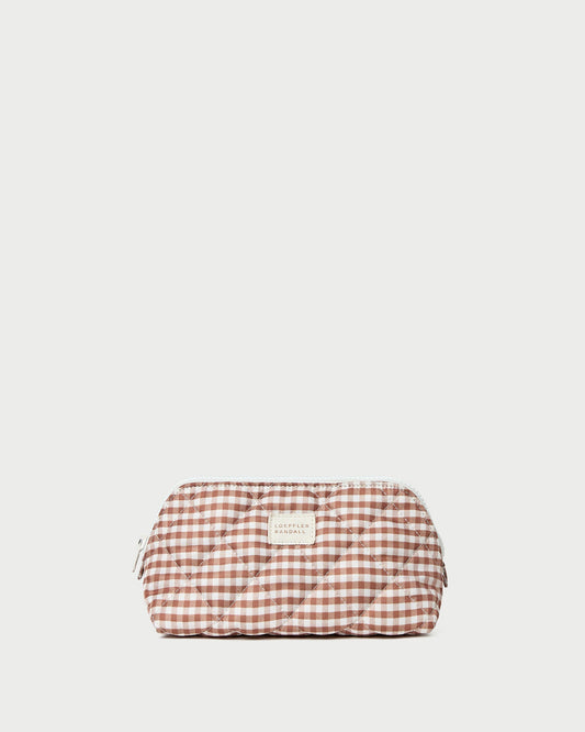Loeffler Randall Georgette Brown Gingham Mini Cosmetic Pouch