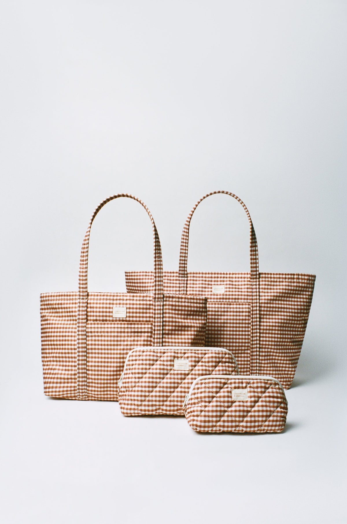 Loeffler Randall Frances Brown Gingham Cosmetic Pouch