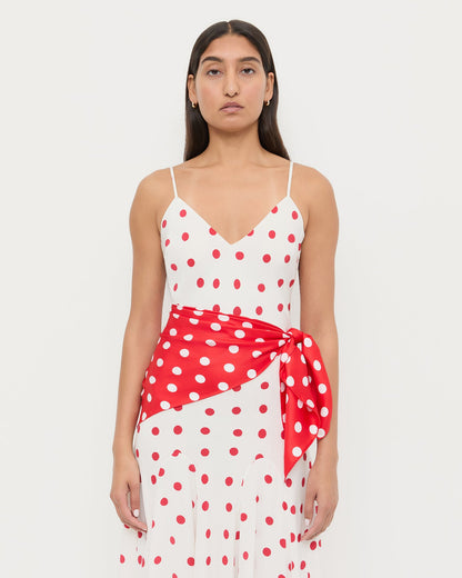 Loeffler Randall Beverly Red/White Silk Scarf