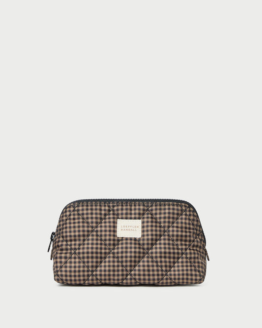 Loeffler Randall Georgette Brown/Black Check Mini Cosmetic Pouch
