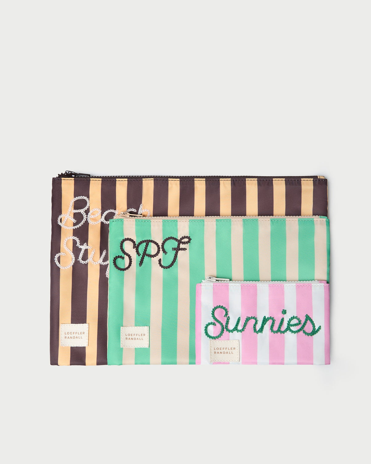 Loeffler Randall Murphy Embroidered Stripe Pouch Set