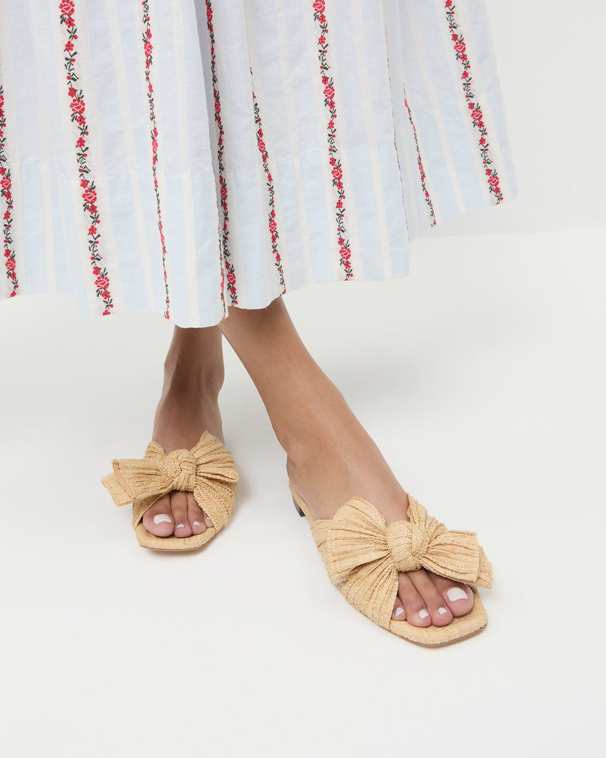 Loeffler Randall Daphne Natural Bow Slide Sandal