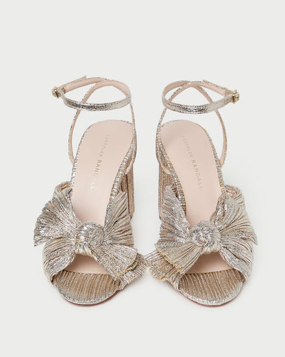 Loeffler Randall Camellia Champagne Pleated Bow Heel