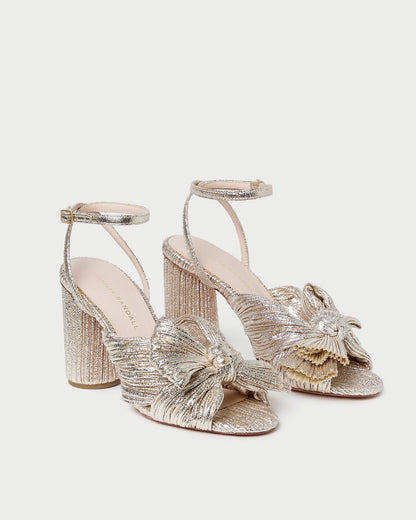Loeffler Randall Camellia Champagne Pleated Bow Heel