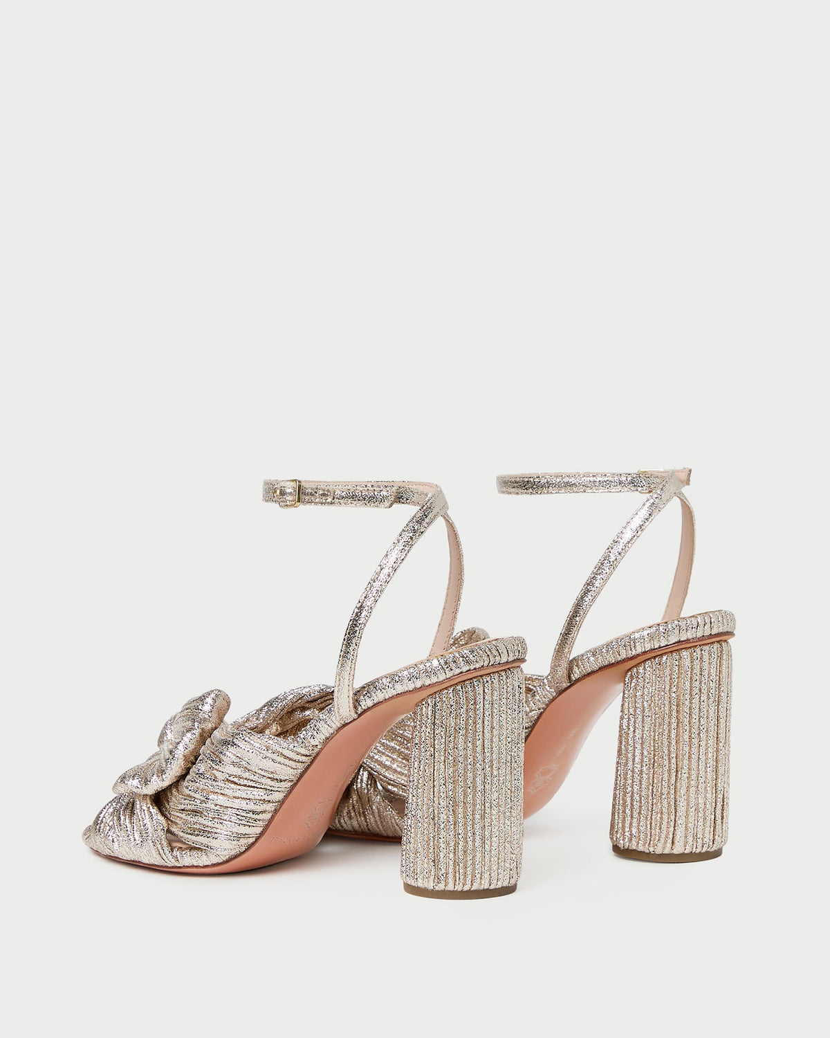 Loeffler Randall Camellia Champagne Pleated Bow Heel