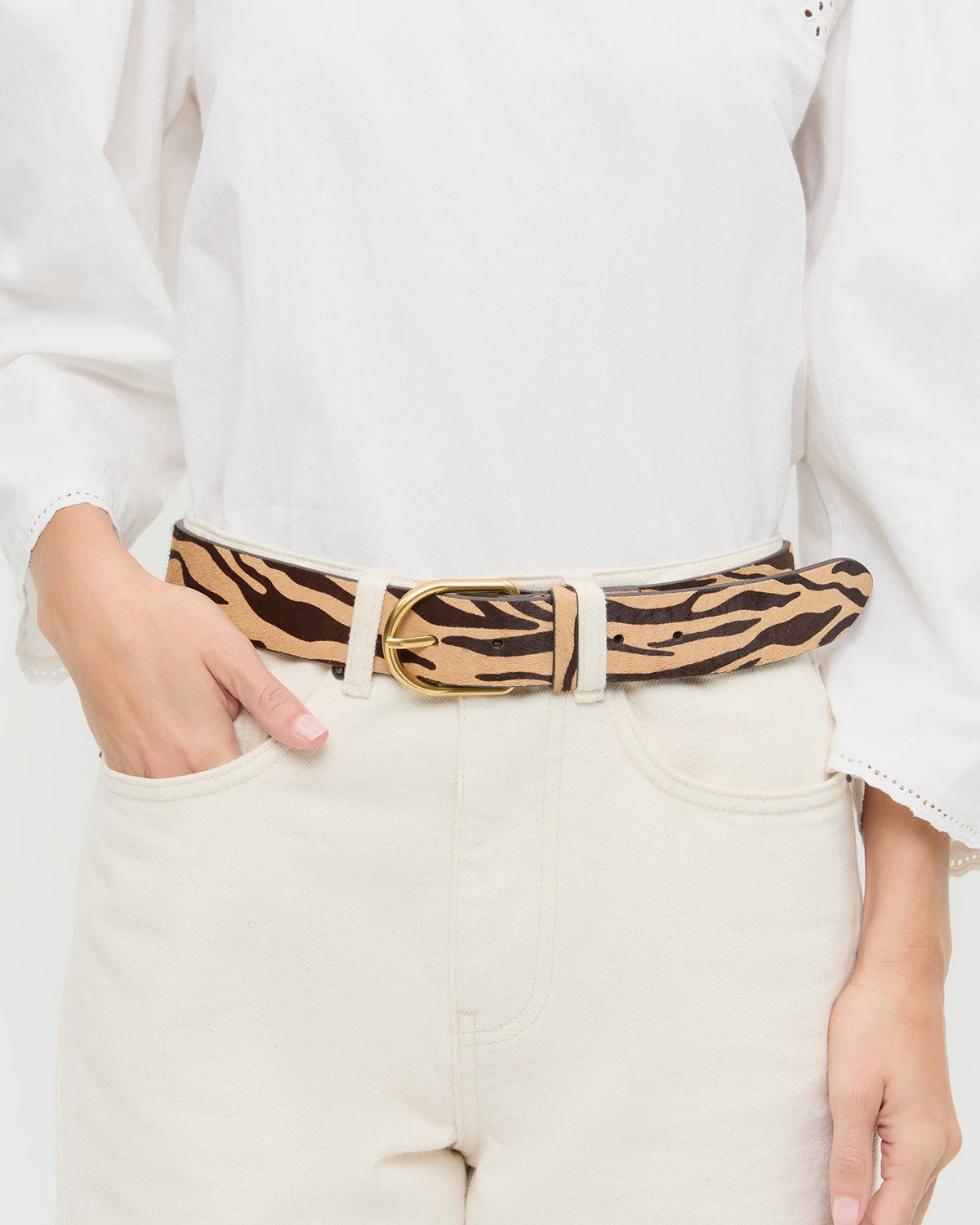 Loeffler Randall Isaac Tan Zebra Belt