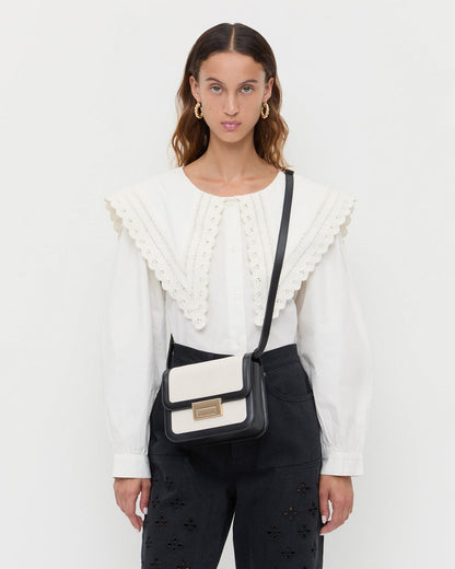 Loeffler Randall Desi Black/Natural Canvas Crossbody