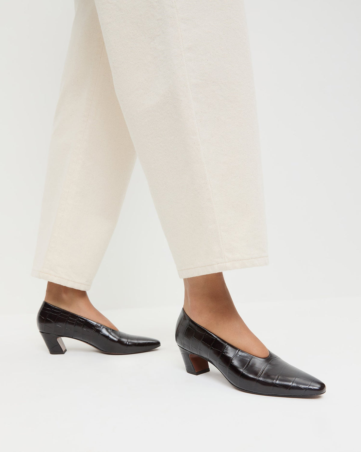 Loeffler Randall Neive Crocodile Leather Low Pump