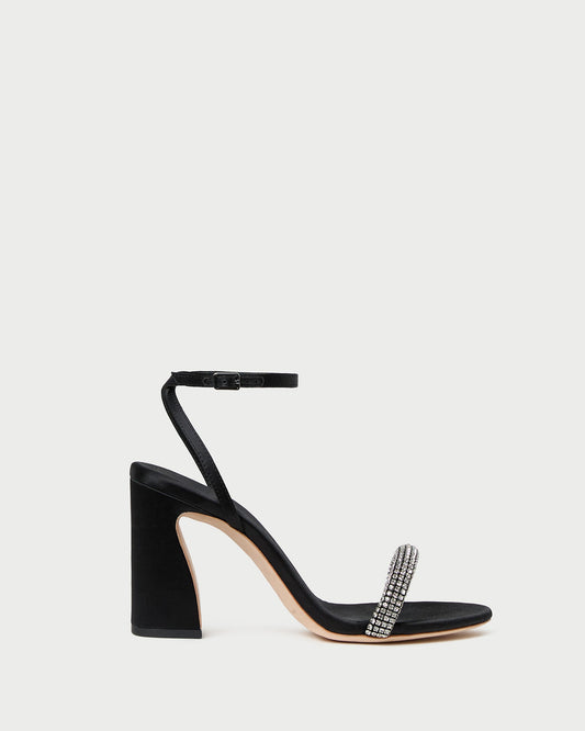 Loeffler Randall Malia Black/Diamond Curved-Heel Sandal
