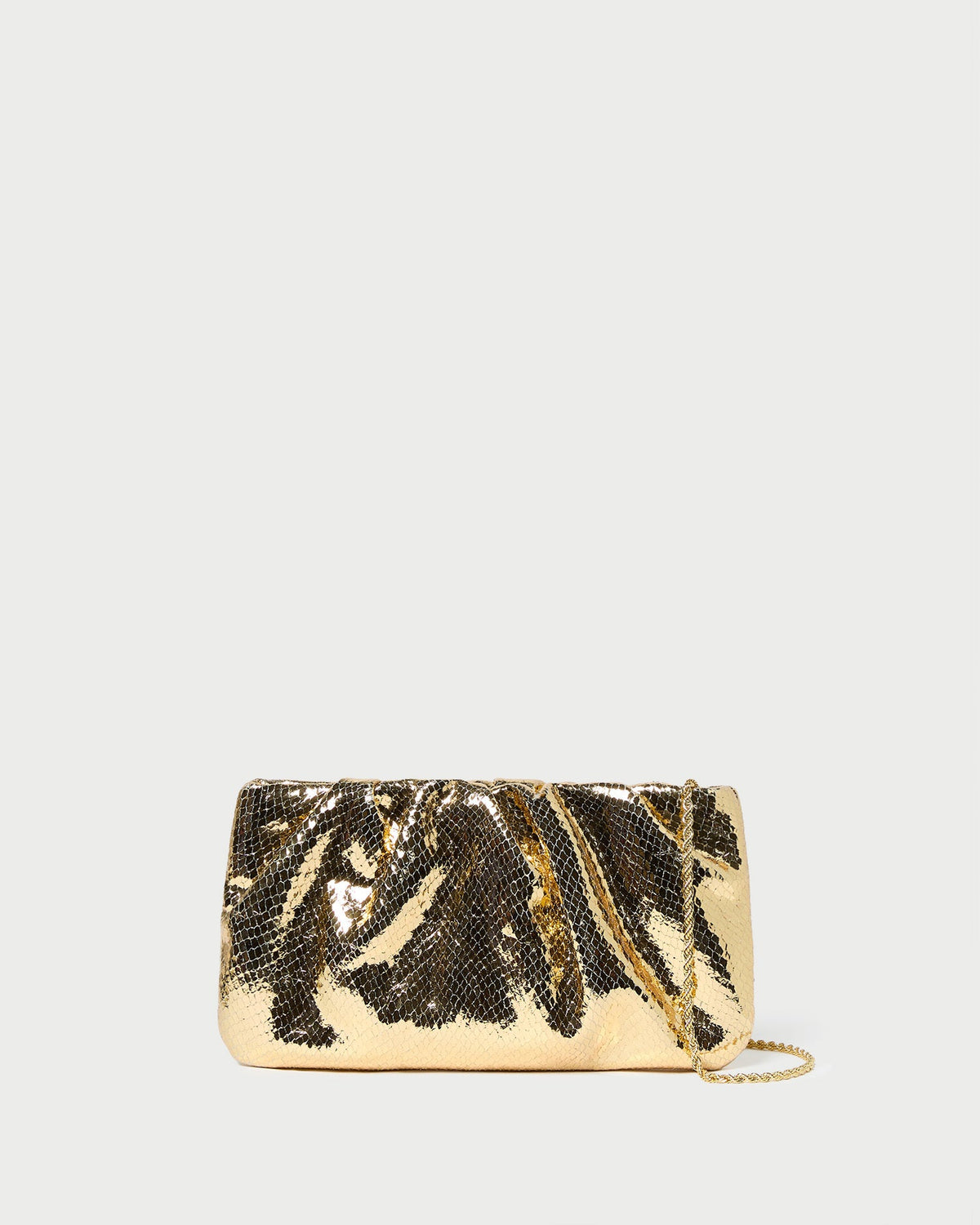 Loeffler Randall Serena Gold Snake Gathered Clutch