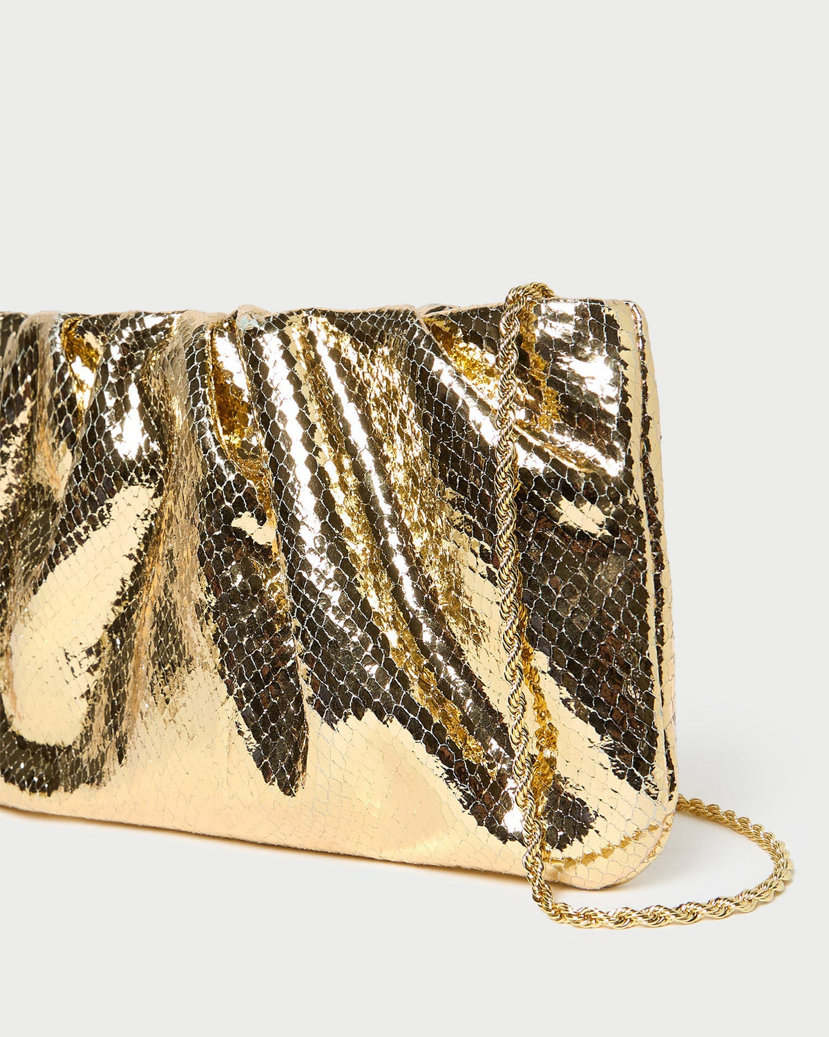 Loeffler Randall Serena Gold Snake Gathered Clutch