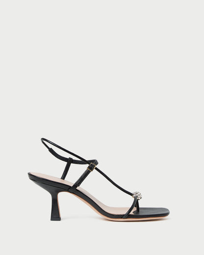 Loeffler Randall Triana Black/Crystal Mid-Heel Sandal
