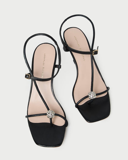 Loeffler Randall Triana Black/Crystal Mid-Heel Sandal