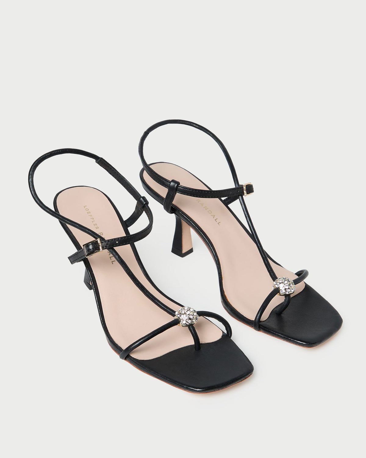 Loeffler Randall Triana Black/Crystal Mid-Heel Sandal