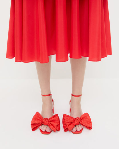 Loeffler Randall Carmen Red Moiré Bow Sandal