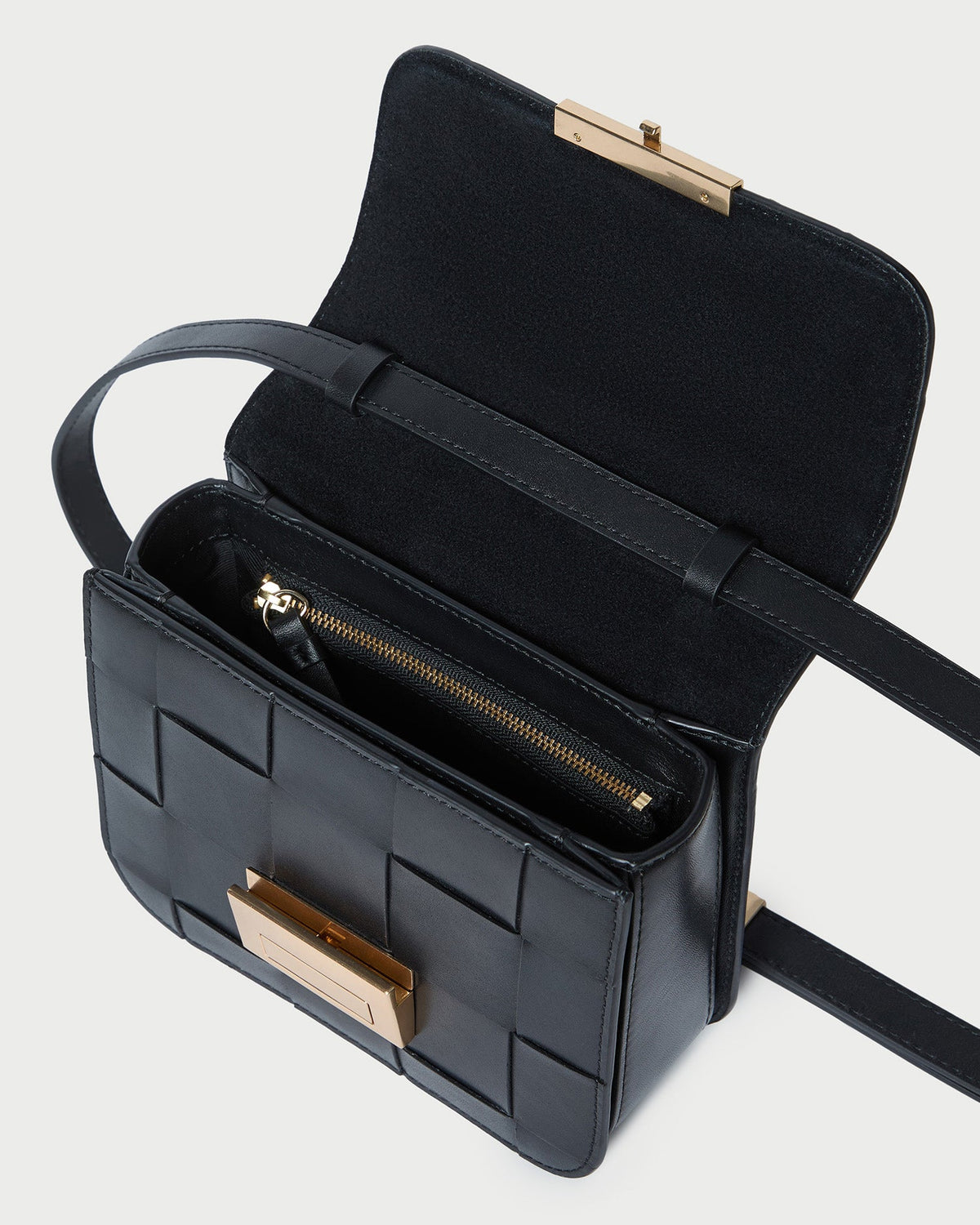 Loeffler Randall Desi Black Woven Leather Crossbody