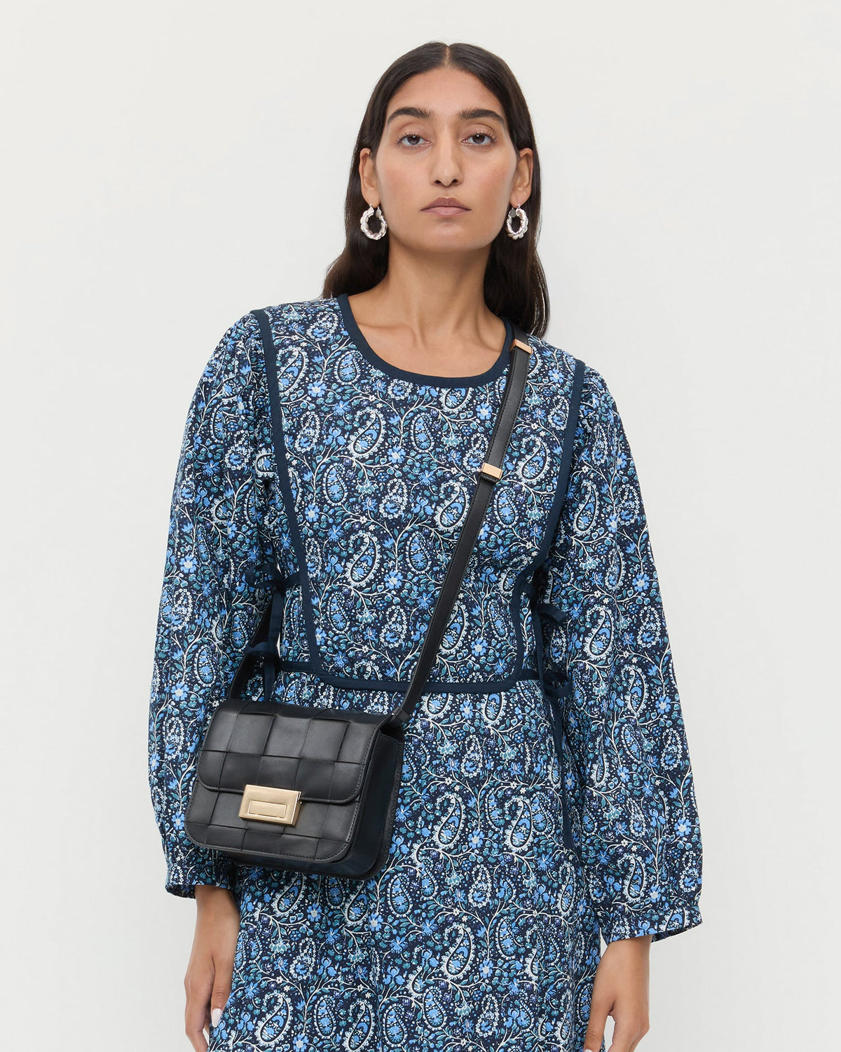 Loeffler Randall Desi Black Woven Leather Crossbody