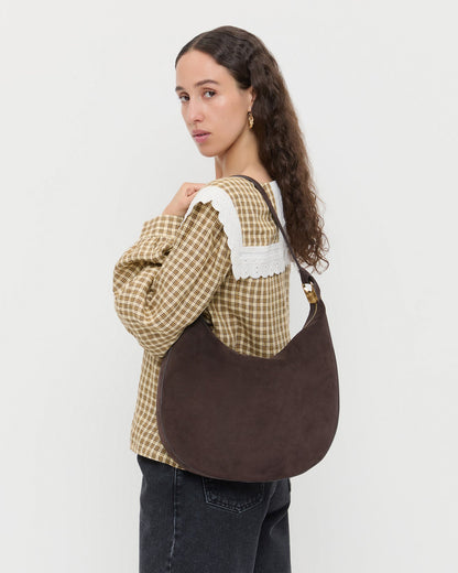 Loeffler Randall Morgan Brown Suede Shoulder Bag