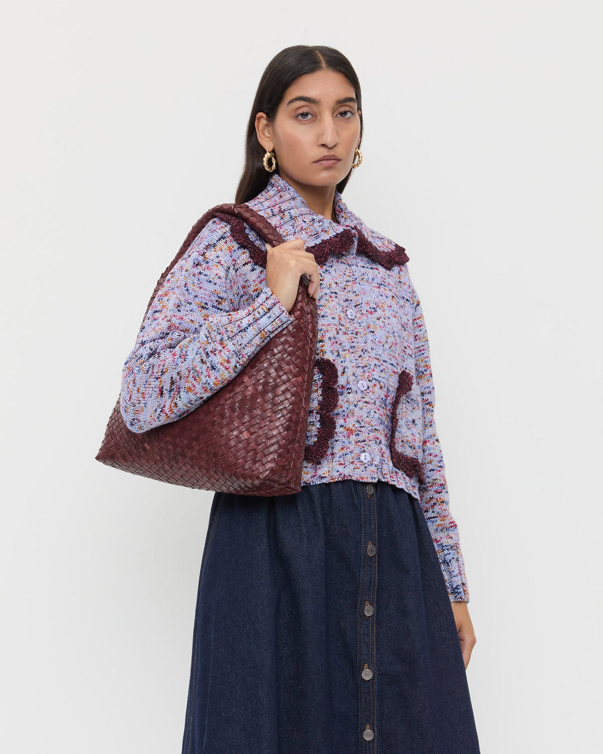 Loeffler Randall Willow Maroon Woven Hobo Bag