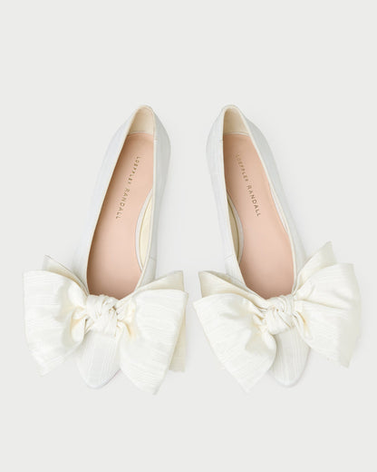 Loeffler Randall Noa Cream Moiré Bow Flat