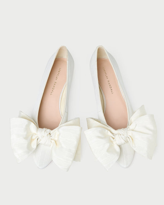 Loeffler Randall Noa Cream Moiré Bow Flat