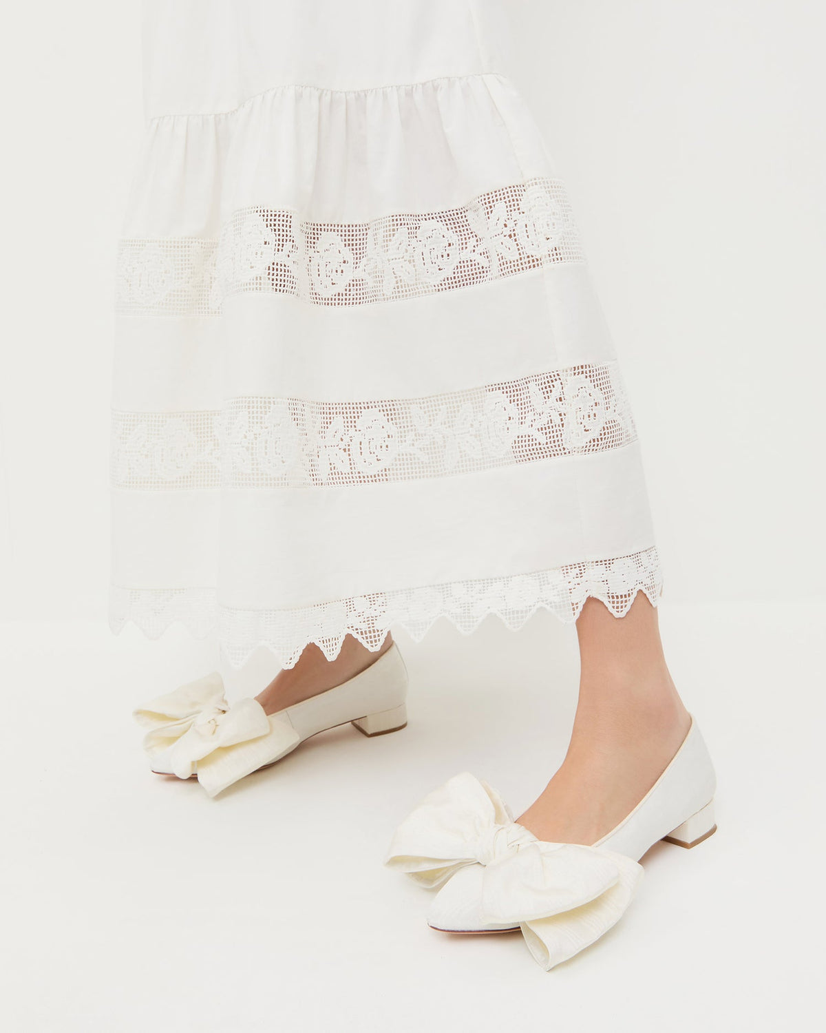 Loeffler Randall Noa Cream Moiré Bow Flat