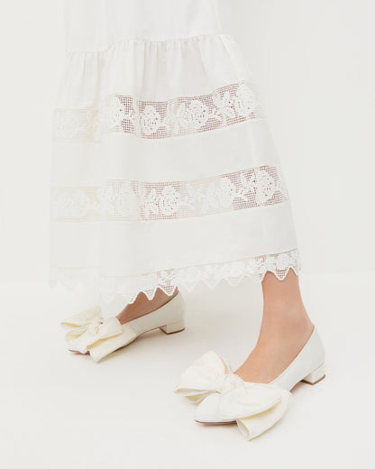 Loeffler Randall Noa Cream Moiré Bow Flat