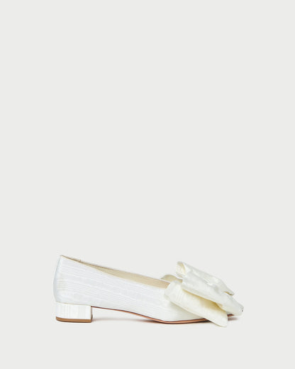 Loeffler Randall Noa Cream Moiré Bow Flat