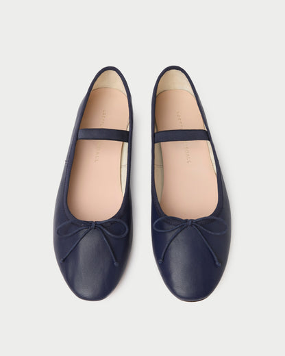 Loeffler Randall Leonie Navy Leather Ballet Flat