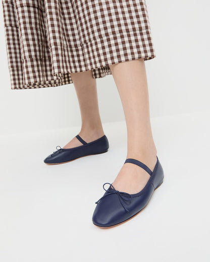 Loeffler Randall Leonie Navy Leather Ballet Flat