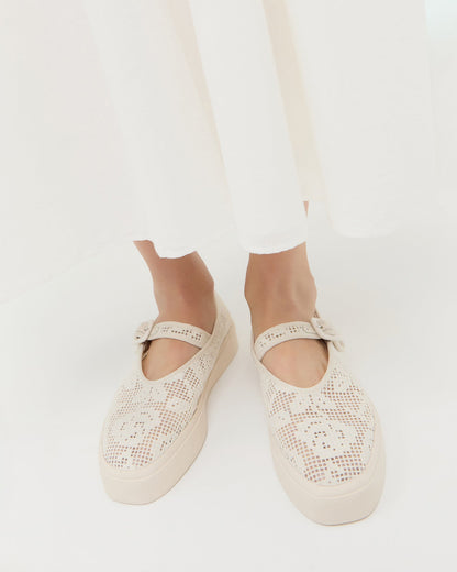 Loeffler Randall Cooper Cream Lace Mary Jane Sneaker