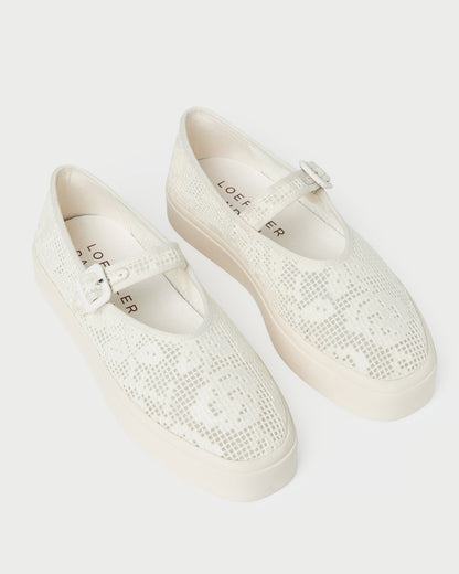 Loeffler Randall Cooper Cream Lace Mary Jane Sneaker