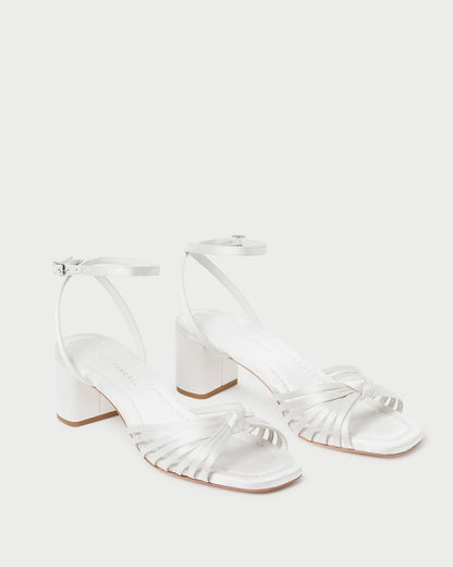Loeffler Randall Olivia Cream Knot Mid-Heel Sandal