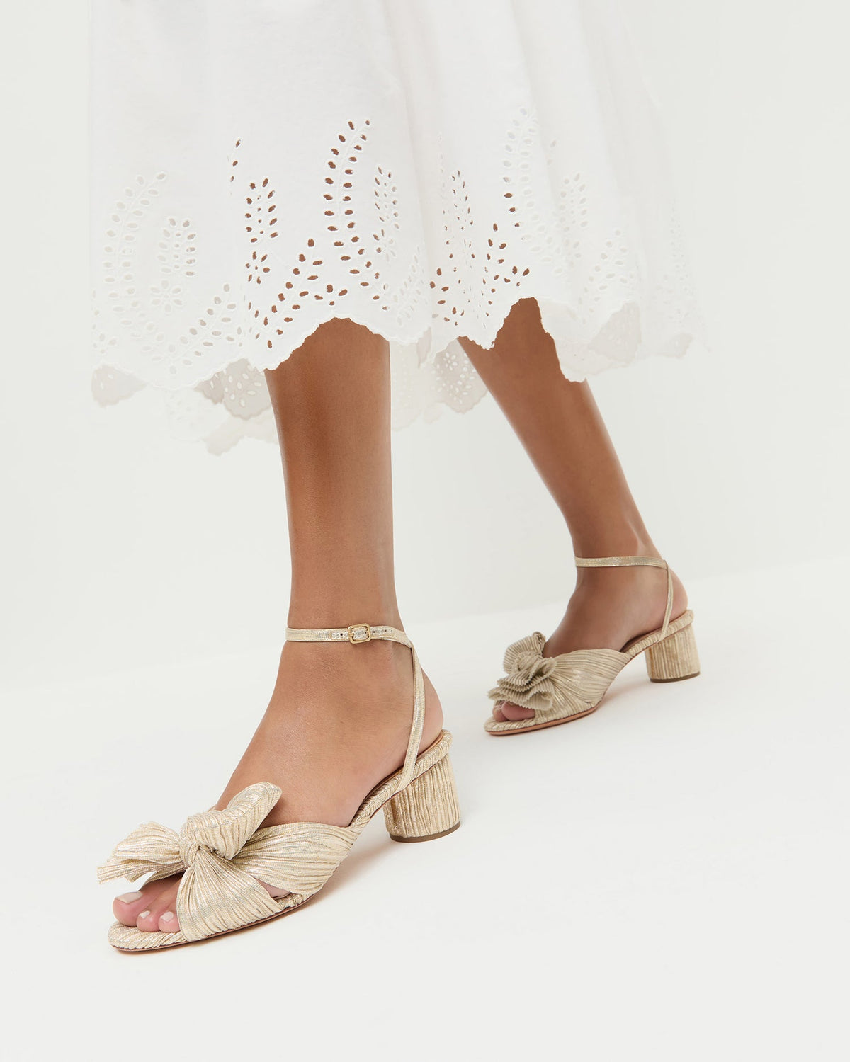 Loeffler Randall Dahlia Platinum Pleated Bow Heel