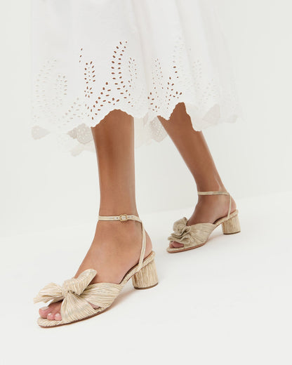Loeffler Randall Dahlia Platinum Pleated Bow Heel