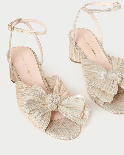 Loeffler Randall Dahlia Platinum Pleated Bow Heel