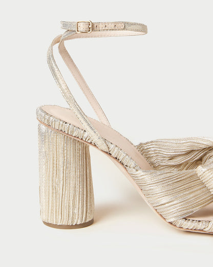 Loeffler Randall Camellia Platinum Pleated Bow Heel
