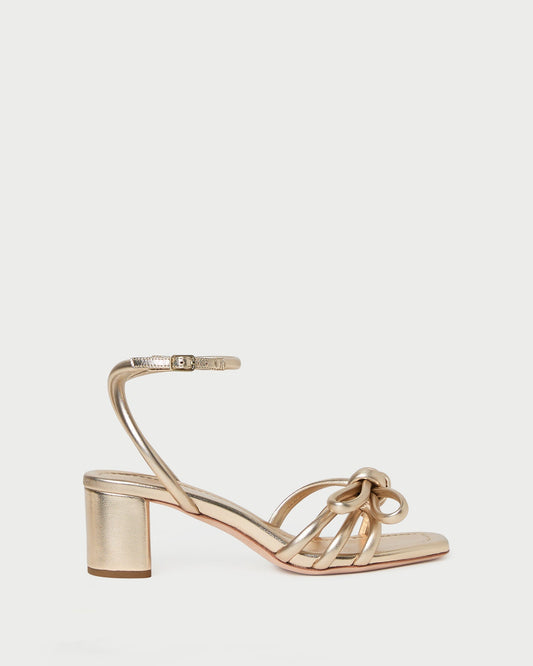 Loeffler Randall Mikel Champagne Bow Mid-Heel Sandal