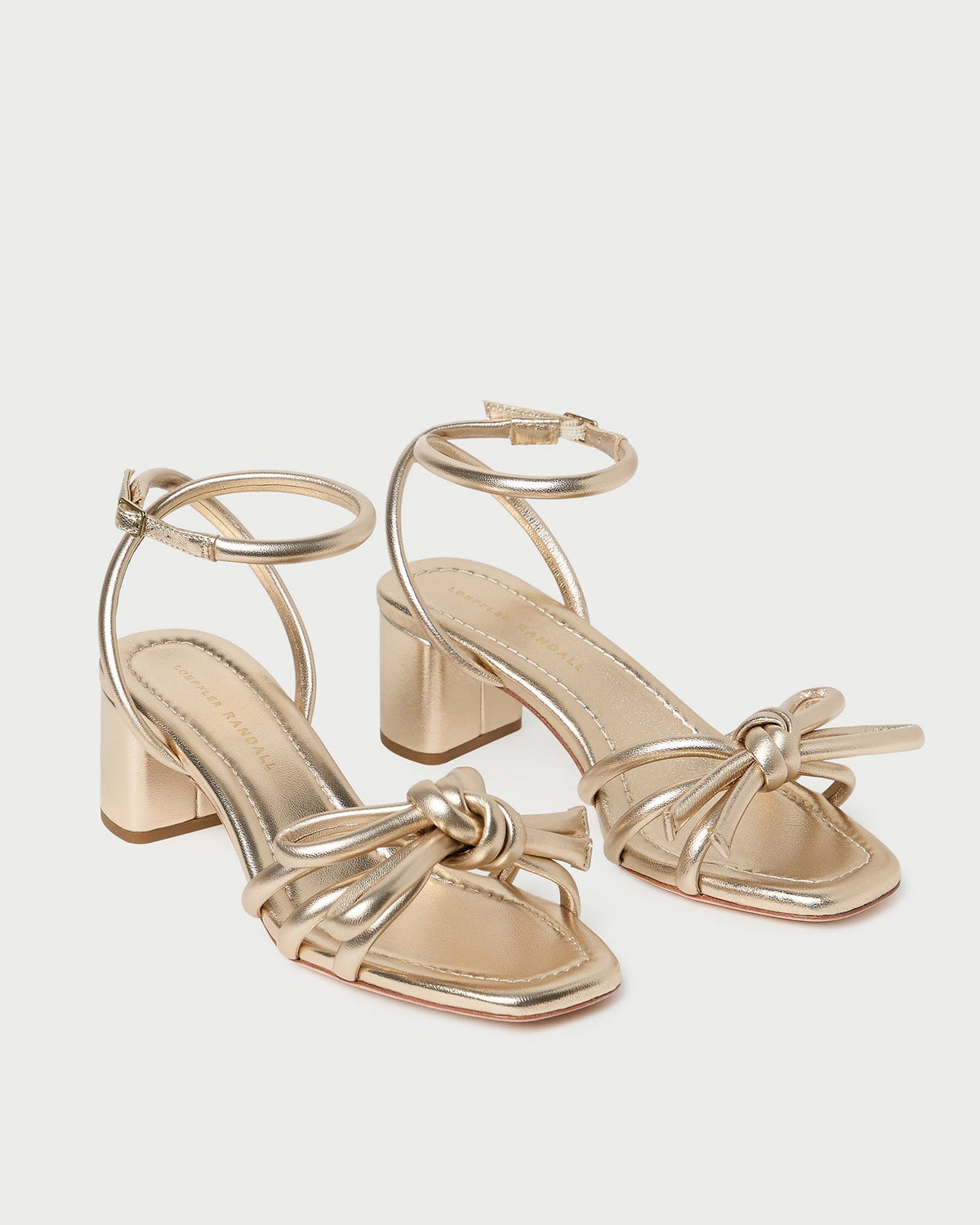 Loeffler Randall Mikel Champagne Bow Mid-Heel Sandal