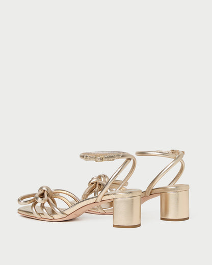 Loeffler Randall Mikel Champagne Bow Mid-Heel Sandal